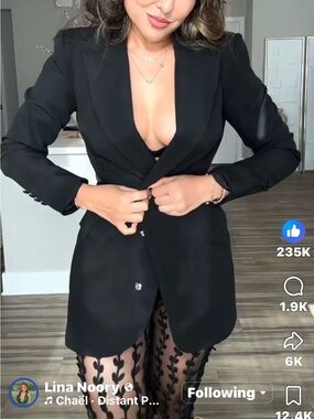 Classic Black Single-Button Tailored Blazer w/ sheer pants